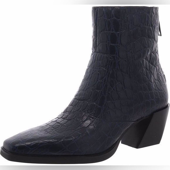 VINCE CAMUTO Black Croco Crocodile Patent Leather Boots Size 9 - Picture 9 of 11